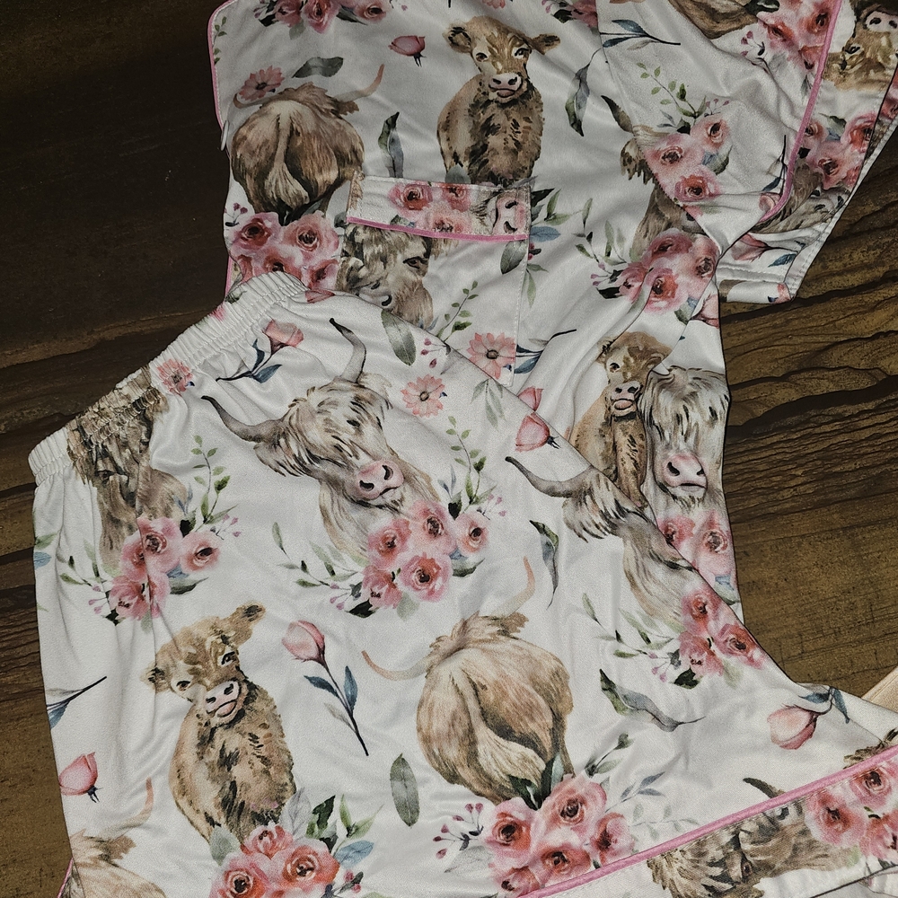 Floral Cow Print Pajamas
